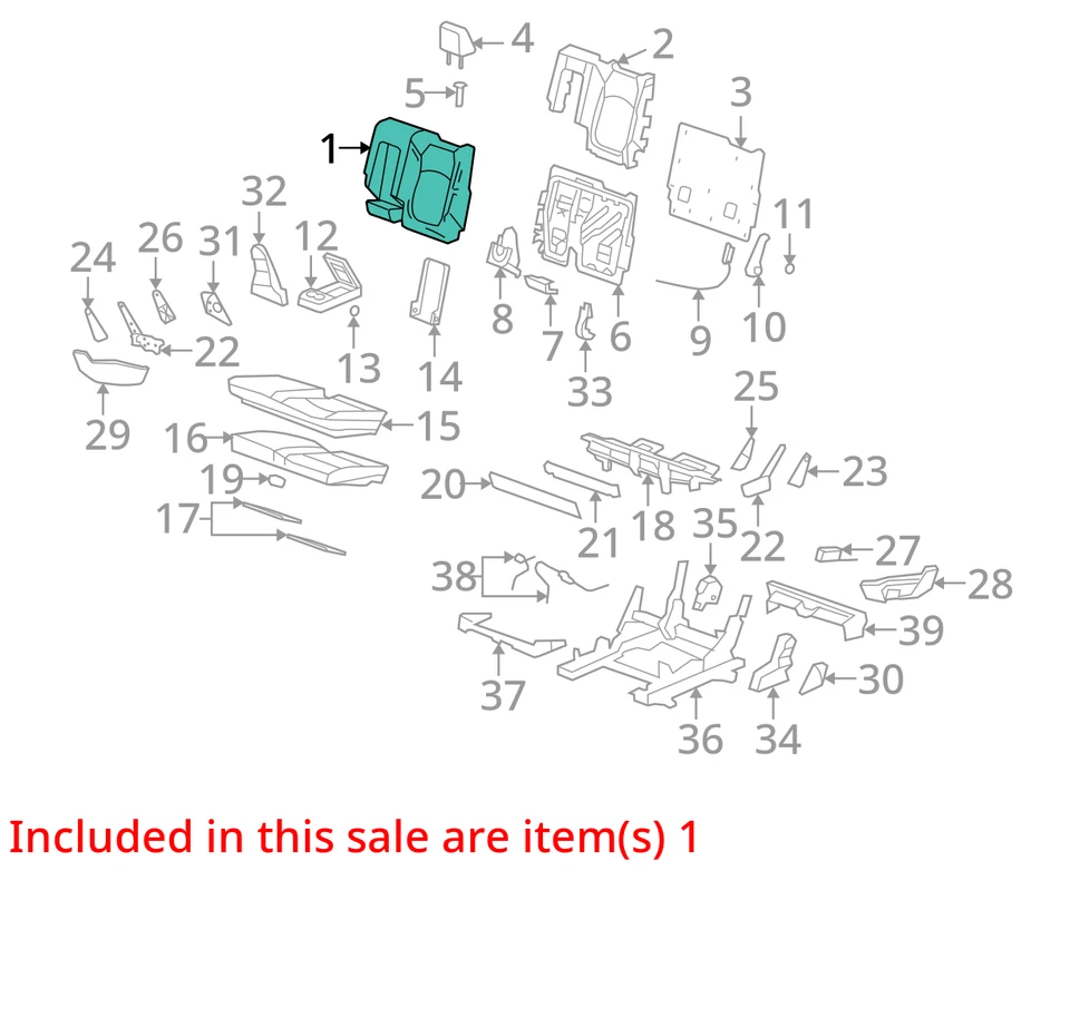 Cojín SATURN OUTLOOK 2007-2008 ASM R/ASIENTO BK LH * 15900819 - NUEVO OEM Foto 2 de 3