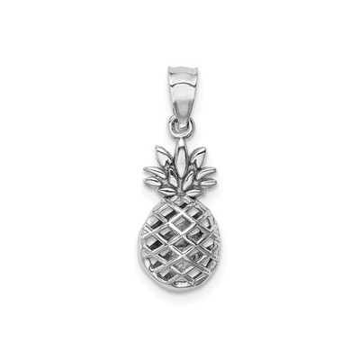 14k Weißgold Ananas Anhänger Frauen offenes Gitter tropisch Charm Halskette