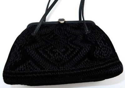 VTG JUDITH LEIBER, Hungary, Black Velvet Handbag, Evening Bag, Purse,  1/4