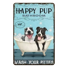 Funny Metal Sign Pitbull Dog Retro Decor Home Kitchen Bar Cafe Bathroom Club ...