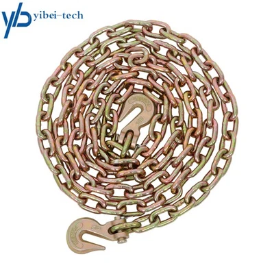 YIBEI-TECH Binder Chain 5/16" x 12' G70 w/ Grab Hooks Wrecker Rollback Rotator Tow Truck