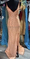 Angelika Peach sequin slit dress with a touch of glamour  Size 38