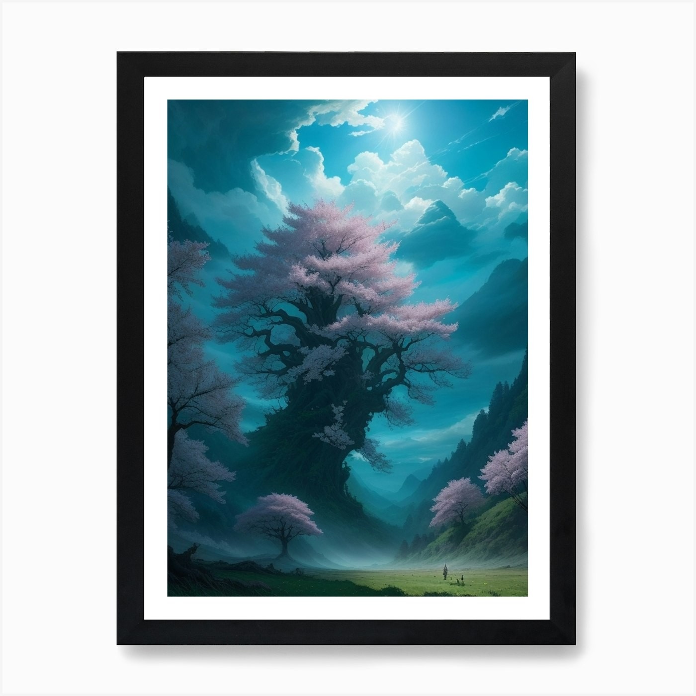 Sakura Tree Framed Art Print Canvas Wall Decor Picture  