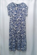 Madewell Purple Ruffle Hem Flower Midi Dress Women XS Cottage Preppy MB063 