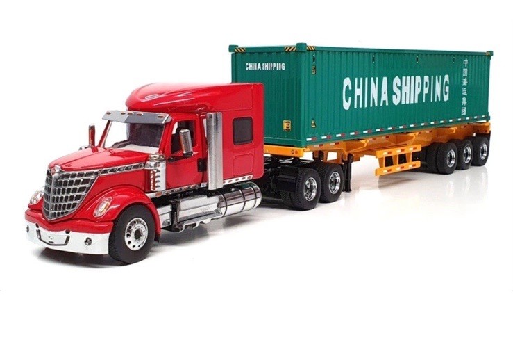 1.50 DIECAST MASTERS 71045 International LoneStar Day Cab Skeleton Trailer, 40'
