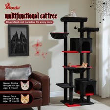 Cat Tree for Indoor Cats Big Cat Tower with Scratching Posts Condo House Black