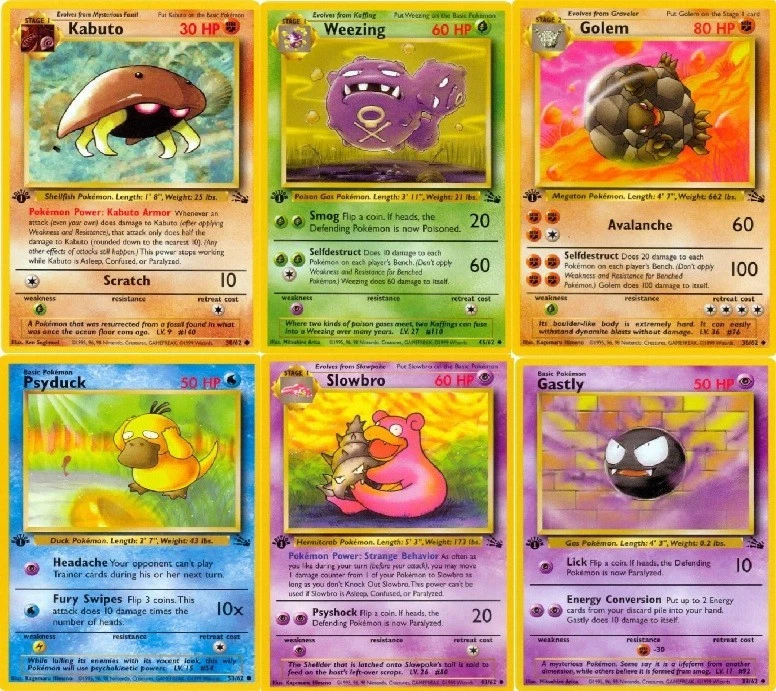 First Edition Pokémon Individual Fossil Cards for sale