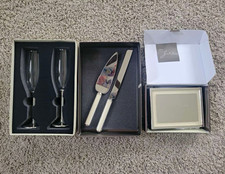 Jubilee Wedding Cake Knife  Server Set, Stainless Steel, Silver/White