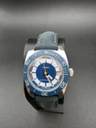 Vintage Timex Mechanical 31mm Diver Style Blue Dial Date Great Britain Watch