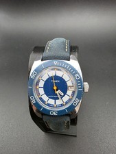 Vintage Timex Mechanical 31mm Diver Style Blue Dial Date Great Britain Watch