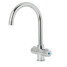 Kitchen Tap Mixer Twin Lever Chrome ¼ Turn Brass Swivel Spout Modern Faucet