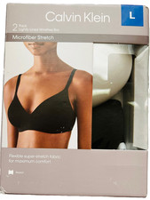 Calvin Klein Women's 2-Pack Lightly Lined Wireless Bra, Black/Ivory new in pack