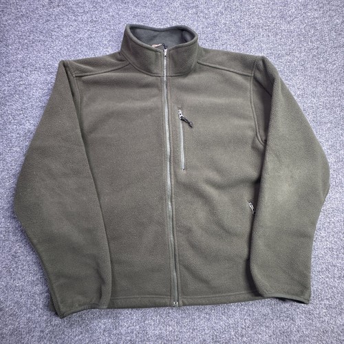 LL Bean Fleece Jacket Mens 2XL Green Full Zip Outdoor Hiking Warm Soft