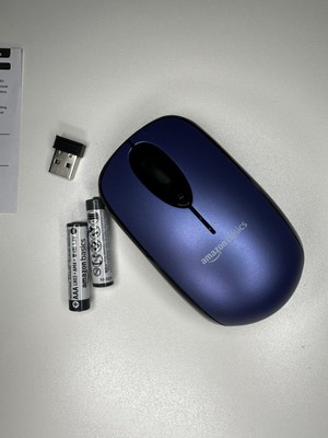 Amazon Basics Kabellose Maus mit Nano-Empfänger - Blau / Büromaus