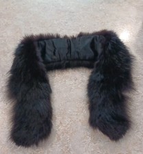 Genuine Vintage BLACK Fox  Fur Shawl Collar Wrap Stole Neck Warmer