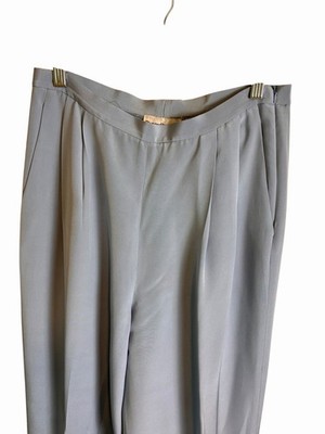 Vintage 90s Barry Bricken 100% Silk Wide Leg Pleated High Rise