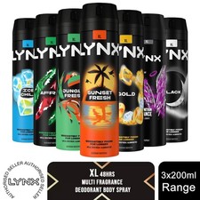 Lynx XL 48-Hour High Definition Fragrance Body Spray Deodorant, 3 Pack, 200ml