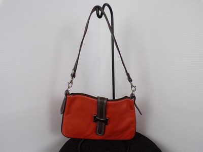 Purse Vera Pelle Pebbled Italian Leather Orange/Brown Handbag
