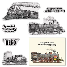 Trains Clear Stamps for Card Making Words Background Transparent Rubber Seal