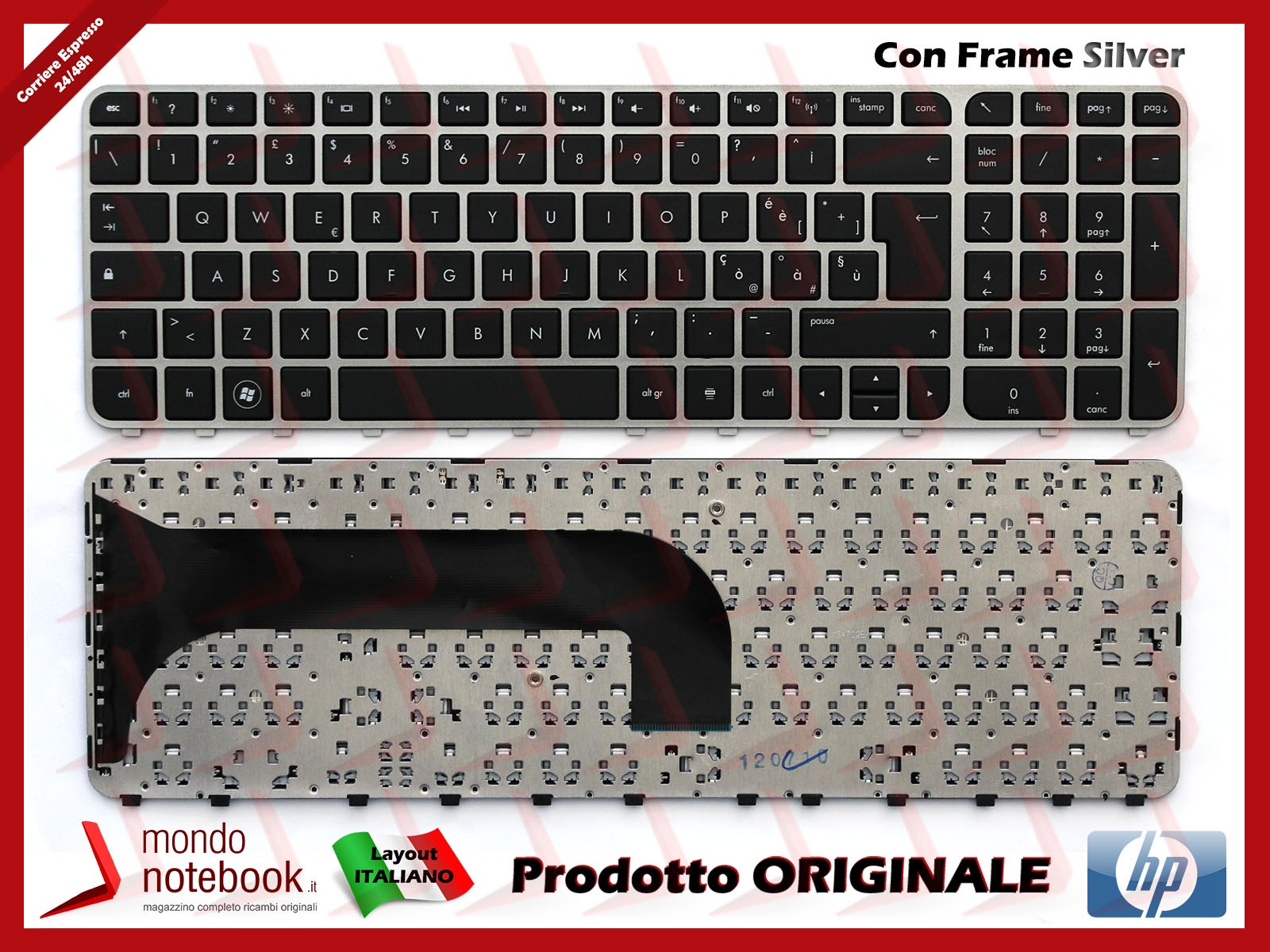 Tastiera Italiana Originale per Notebook HP Pavilion M6-1070EE (Frame Silver)