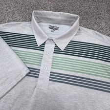 Straight Down Mens XXL 2XL Green Striped Short Sleeve Golf Polo Shirt