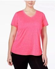 ID Ideology Plus Size Active Solid Twist-Front Top - Molten Pink - 3X