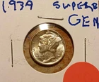 BEAUTIFUL GEM  1939  MERCURY DIME, GREAT DETAILS, SPLIT BANDS, MUST SEE !