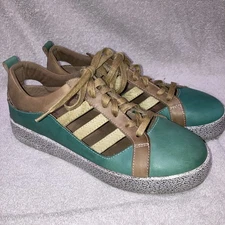 L'Artiste Spring Step Porscha Teal Brown Cut Out Lace Up Sneakers Sz 38-US 7.5
