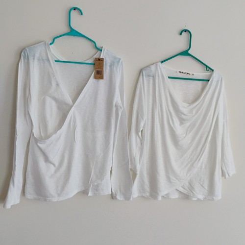 NWT Michael Stars Bundle/Lot 2 White Long Sleeve Tops READ DESCRIPTION - Picture 14 of 14