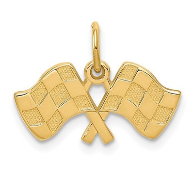 14k Gelbgold Racing Flaggen Charm Anhänger