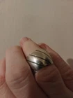 Vintage Chunky Sterling / 925  Mexico Ring with Diagonal Ridges Size 5 1/8