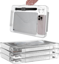 4 Pack Clear Plastic File Boxes with Handle, Modern Style, Stackable, Water Resi