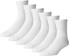 NEW White 6 Pairs Ankle/Quarter Crew Mens Socks Cotton Long Size 10-13 Sports