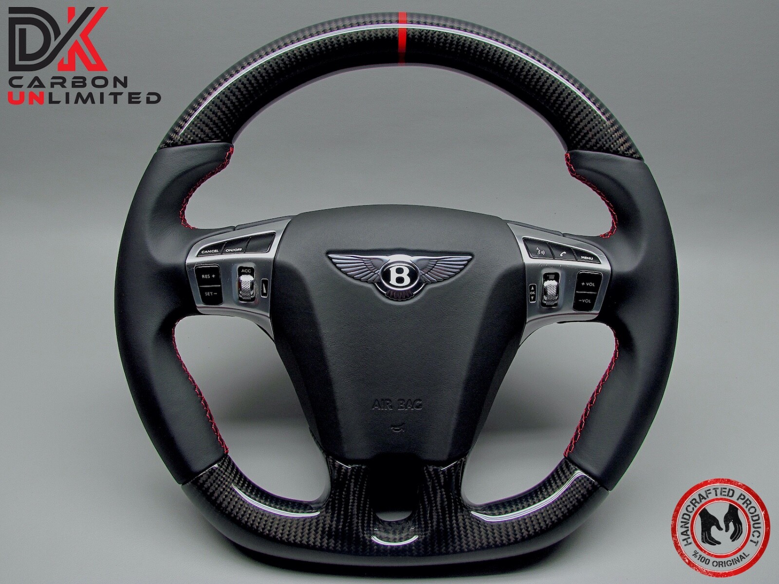 Bentley Continental GT 2011 Flying Spur Red Ring Napa Carbon Steering Wheel v1