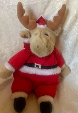 Vintage Prestige Toy Company Plush Reindeer Moose 12" Santa Claus Outfit 1988 EC