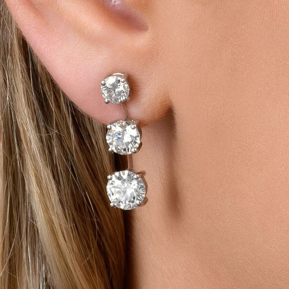 Certified 950 Solid Platinum Earrings 4.80ct Lab … - image 4