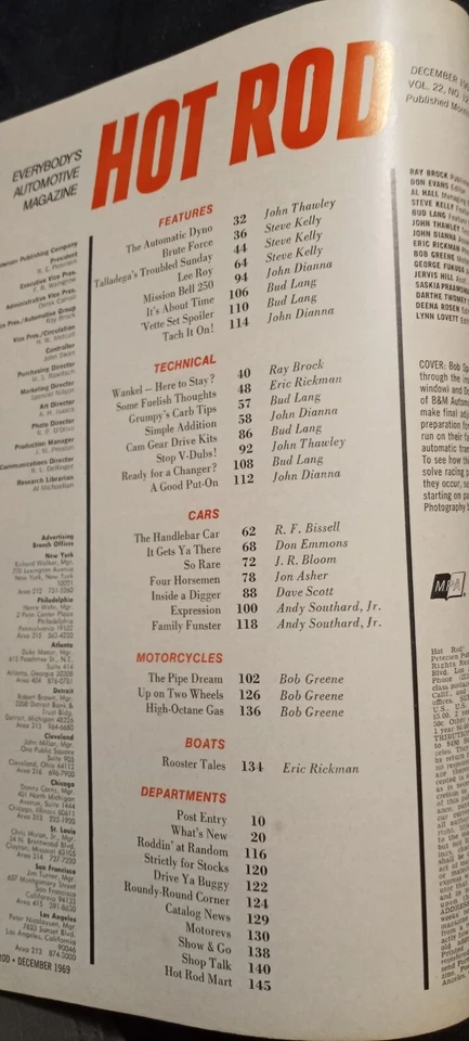 Винтажный журнал HOT ROD декабрь 1969 Street Rods классная реклама учебники - Изображение 3 из 4