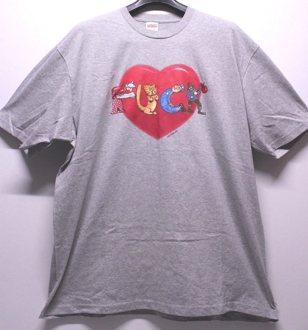 T shirt homme gris Supreme New York Heart gris taille XL FW17T32 flambant neuf