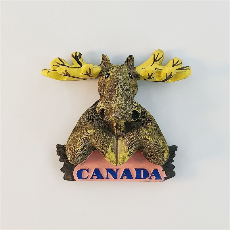 Canada Moose Head Collectible Tourist Souvenir 3D Resin Fridge