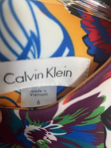 Calvin Klein Women's Sleeveless Floral Midi Dress Size 6, Yellow Multicolor Prin - Picture 4 of 4