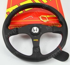 Momo Tuner New Style Black Leather Drift Sport Steering Wheel For H Logo Button