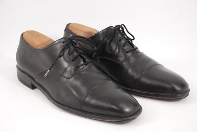Salvatore Ferragamo Black Leather Cap Toe Oxford Men\'s Shoe in Size 9‎ s-l400.jpg main image 3