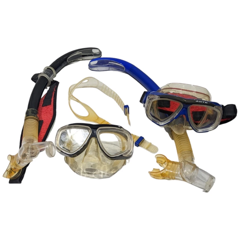 Oceanic Tempered Glass 4Site Scuba Diving Goggles 2 Pairs with Snorkels - Image 2 of 4