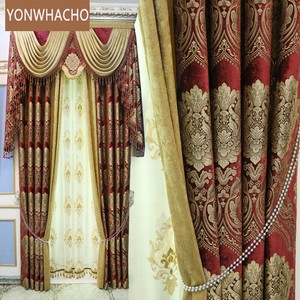 High End Gold Jacquard Thick Chenille Red Cloth Blackout Curtain Valance B563 Ebay