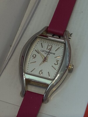 Liz Claiborne Pink thin Leather Strap Silvertone Watch New  display picture 2