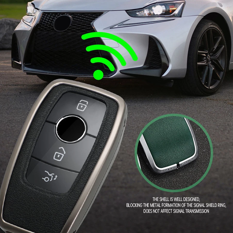 Funda protectora para llavero remoto de cuero de aleación de zinc para Mercedes-Benz 2019-21 Foto 4 de 4