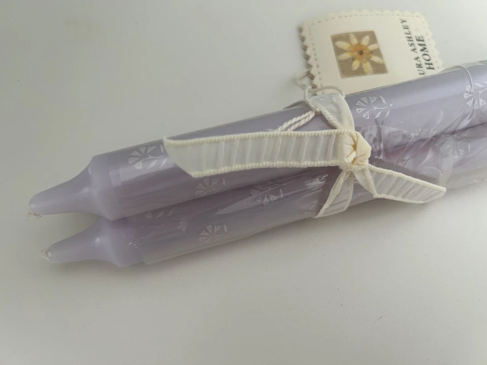 Laura Ashley Painted Foral Taper Dinner Candles, Dusty Lilac, Set of 3, NWT - Image 3 of 4