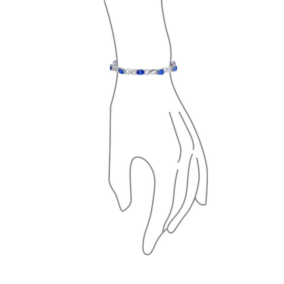 9CT Simulated Gemstone Opal Sapphire Amethyst Infinity Tennis Bracelet Silver - Image 2 of 4