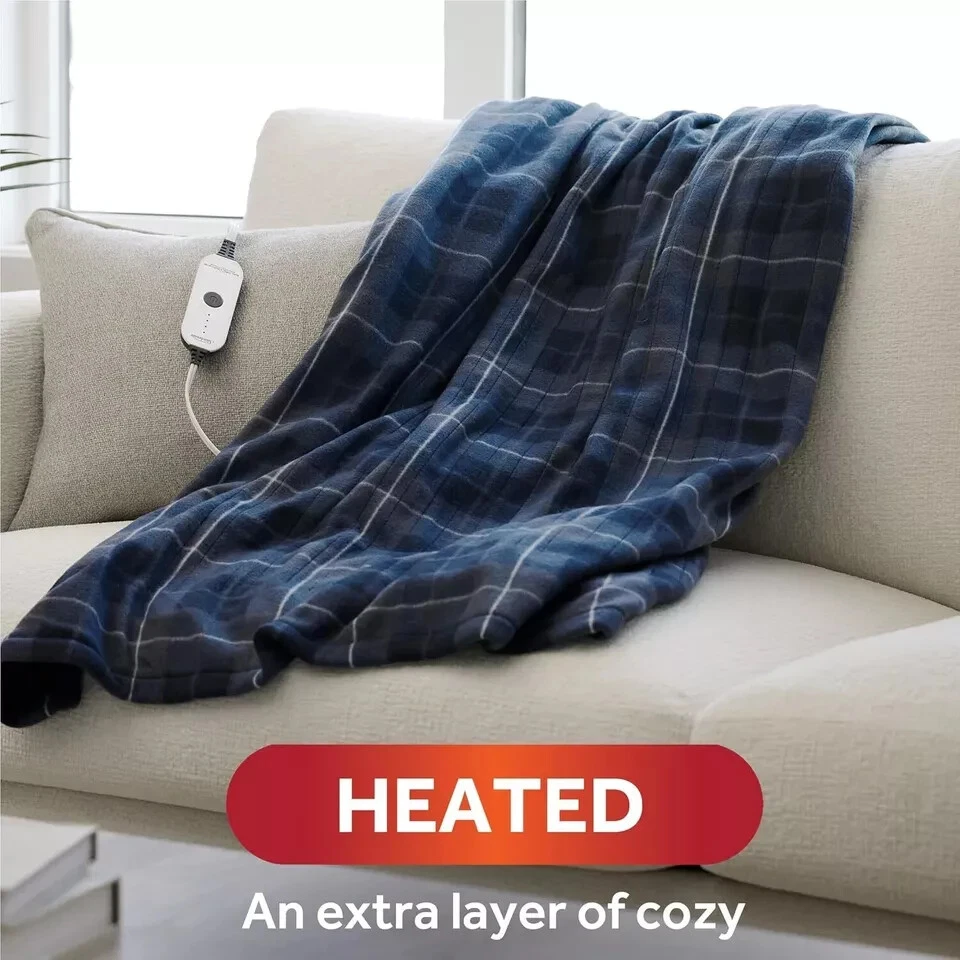 Sunbeam Royal Ultra Rodeen Blue Plaid Heated Personal Throw / Blanket, Cozy-Warm - Image 2 of 4