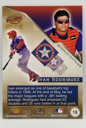 1998 Pacific Revolution Showstoppers Ivan Rodriguez #18  - Picture 2 of 2